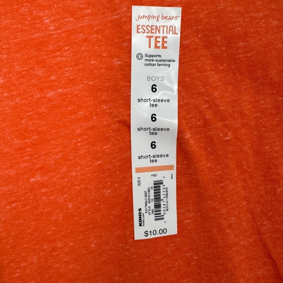 Jumping Beans Little Boy’s Size 6 Tangelo Orange Short Sleeve Essential Tee - Picture 4 of 4